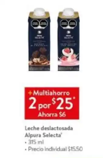 Walmart Leche Deslactosada Alpura Selecta 2 x 315ml oferta