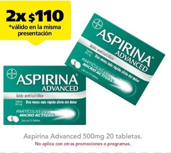 Farmacia San Pablo Aspirina Advanced 500mg 20 Tabletas oferta