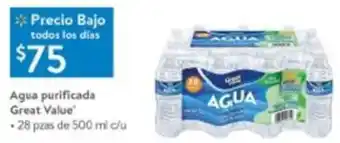 Walmart Agua Purificada Great Value 28 pzas de 500ml c/u oferta