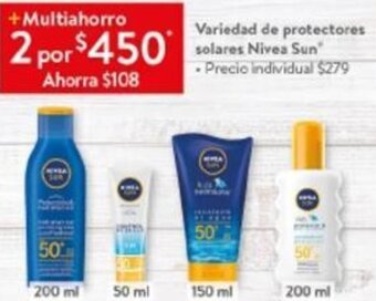 Walmart Variedad de Protectores Solares Nivea Sun oferta
