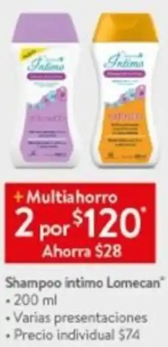 Walmart Shampoo Intimo Lomecan 200ml oferta