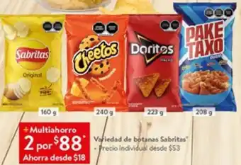 Walmart Variedad de Botanas Sabritas oferta
