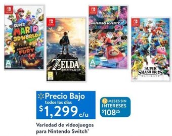 Walmart Variedad de Videojuegos para Nintendo Switch oferta