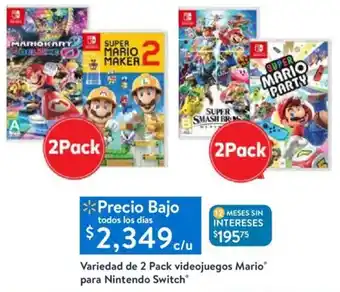 Walmart Variedad de 2 Pack Videojuegos Mario para Nintendo Switch oferta
