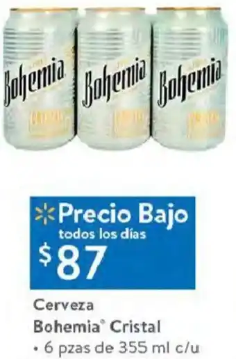 Walmart Cerveza Bohemia Cristal 6 pzas de 355ml c/u oferta