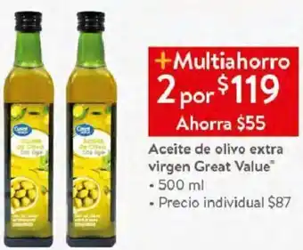 Walmart Aceite de Olivo Extra Virgen Great Value 500ml oferta