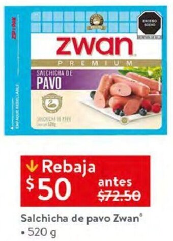 Walmart Salchicha de Pavo Zwan 520g oferta