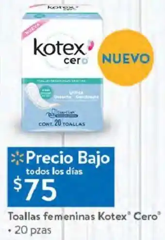 Walmart Toallas Femeninas Kotex Cero 20pzas oferta