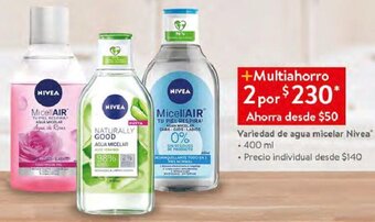 Walmart Variedad de Agua Micelar Nivea 400ml oferta
