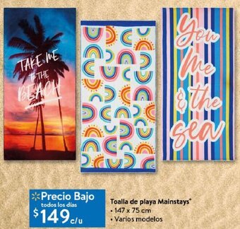 Walmart Toalla de Playa Mainstays 147 x 75cm oferta
