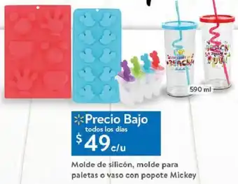 Molde de Silicón, Molde para Paletas o Vaso con Popote Mickey
