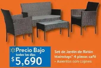 Walmart Set de Jardín de Ratán Mainstays 4 Piezas Café oferta