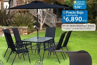 Walmart Set de Jardín de Ratán Mainstays 8 pzas 1 Mesa, 1 Sombrilla y 6 Sillas oferta