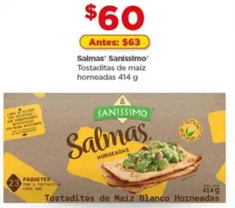Bodega Aurrerá Salmas Saníssimo Tostaditas de Maíz Horneadas 414g oferta