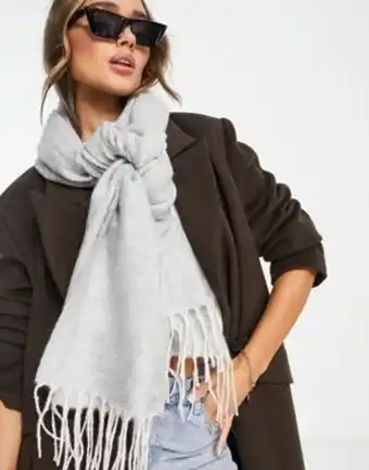ASOS Asos design two tone supersoft scarf with tassels in ice grey oferta