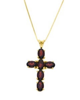 Joyerías Bizzarro Dije de cruz de oro amarillo con cadena 14k y granate oferta