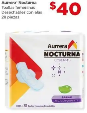 Bodega Aurrerá Aurrera Nocturna Toallas Femeninas Desechables con Alas 28 Piezas oferta