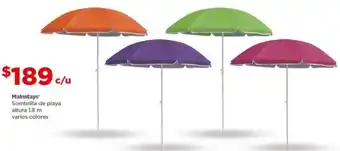 Mainstays Sombrilla de Playa Altura 1,8m Varios Colores