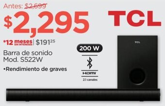 Chedraui TCL Barra de Sonido oferta