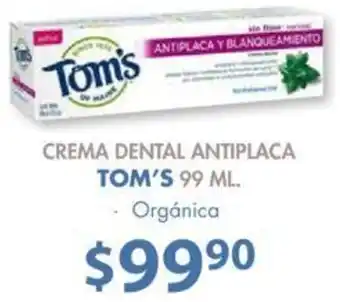 Soriana Mercado Crema Dental Antiplaca TOm's 99ml oferta