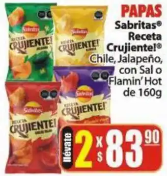 Papas Sabritas Receta Crujiente 160g