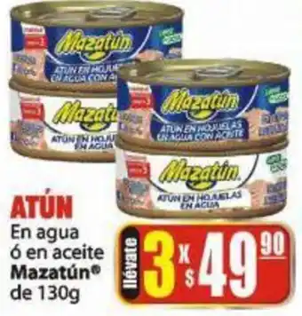 Atún en Agua ó Aceite Mazatún de 130g