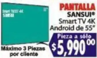 Sansui Smart TV 4K Android de 55"