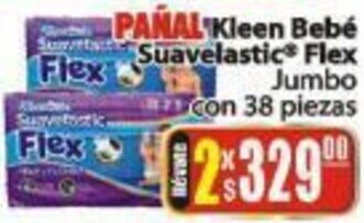 Casa Ley Pañal Kleen Bebé Suavelastic Flex Jumbo con 38 Piezas oferta