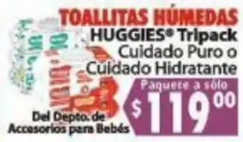 Toallitas Húmedas Huggies Tripack Cuidado Puro o Cuidado Hidratante