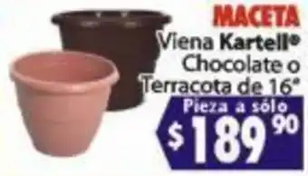 Maceta Viena Kartell Chocolate o Terracota de 16"