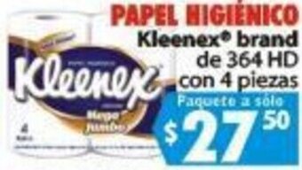 Casa Ley Papel Higiénico Kleenex Brand de 364 HD con 4 Piezas oferta