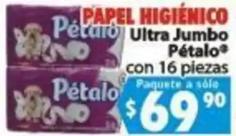 Casa Ley Papel Higiénico Ultra Jumbo Pétalo con 16 Piezas oferta