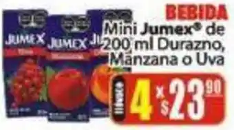 Casa Ley Bebida Mini Jumex de 200ml Durazno Manzana o Uva oferta