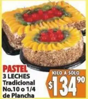 Casa Ley Pastel 3 Leches Tradicional No. 10 o 1/4 de Plancha oferta