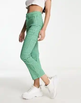 Mango kick flare trousers in green check