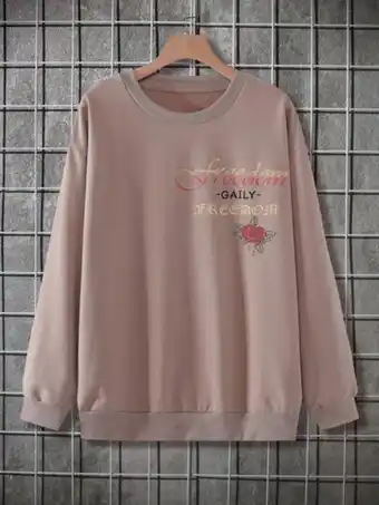 SHEIN Hombres sudadera con estampado floral con letra de hombros caídos oferta