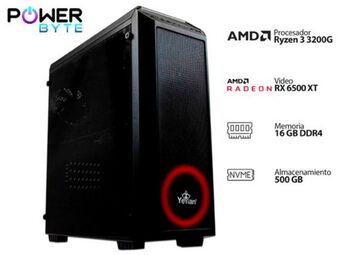 PCEL Pc gamer power byte viii black: procesador amd ryzen 3 3200g (hasta 4.0 ghz), memoria de 16gb ddr4, nvme m.2 de 500gb, video oferta