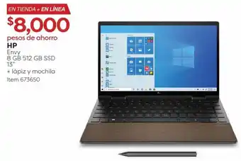 Costco HP Envy 8GB 512GB SSD 13" + Lápiz y Mochila oferta