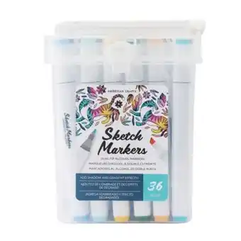 Sam's Club Cubeta de plumones american crafts sketch marker con 36 pzas oferta