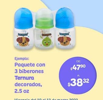 Paquete con 3 biberones ternura decorados 2,5oz