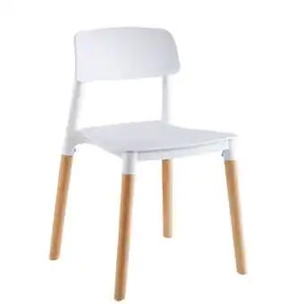 Set de 4 sillas de comedor estilo eames, sillas modernas y minimalistas blancas con patas de madera
