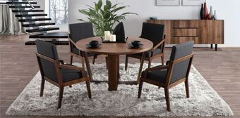 Muebles Dico Comedor redondo mara con 4 sillas negro oferta