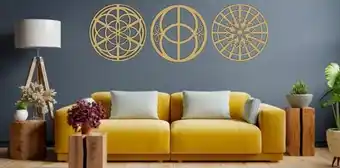 Muebles Dico Set de 3 figuras decorativas para pared geometría dorado oferta