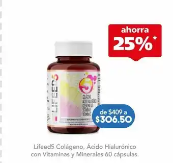 Farmacia San Pablo Lifeed5 colágeno, ácido hialurónico con vitaminas y minerales 60 cápsulas. oferta