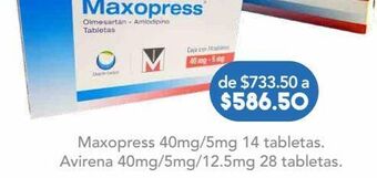 Farmacia San Pablo Maxopress 40mg/5mg 14 tabletas oferta