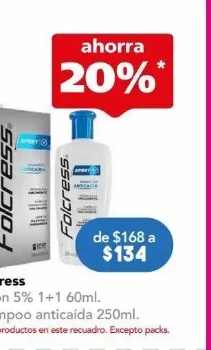 Folcress xpert shampoo anticaída 250ml.
