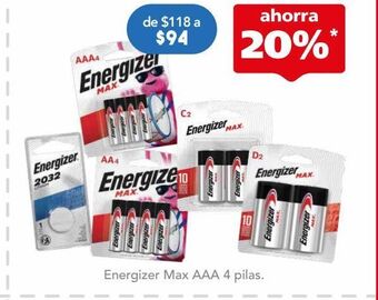 Farmacia San Pablo Energizer max aaa 4 pilas oferta