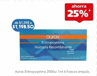 Farmacia San Pablo Aurax eritropoyetina 2000ui 1ml 6 frascos ámpula oferta