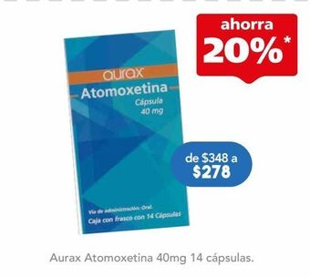 Farmacia San Pablo Aurax atomoxetina 40mg 14 cápsulas oferta