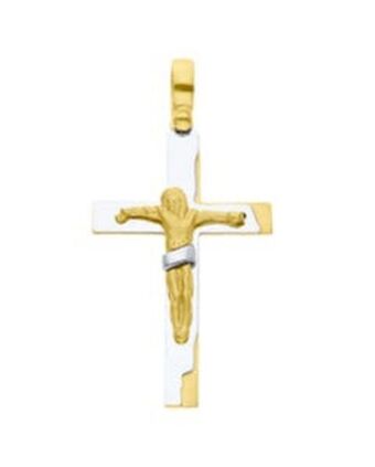 Joyerías Bizzarro Crucifijo de oro amarillo y blanco 14k sin cadena oferta